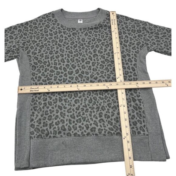 90 Degrees By Reflex Womens Leopard Print Pullover Sweatshirt S Grey Cotton Blen - Picture 4 of 4